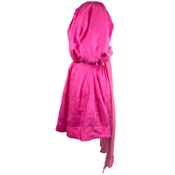 NWT Aje Admiration Hot Pink Balloon Sleeve Corset LaceUp Bow Mini Dress‎ US4|AU8 - Picture 7 of 13